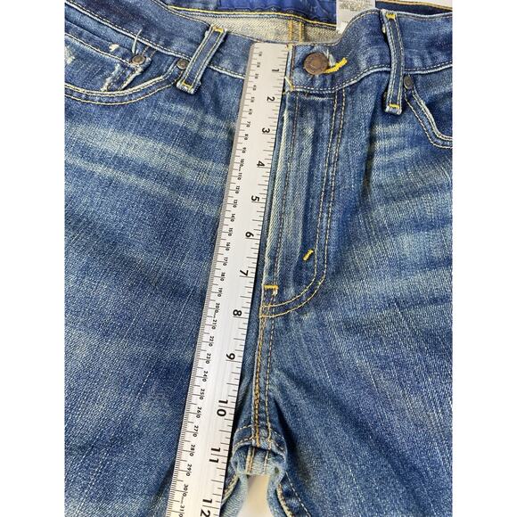 Vntg Levis Jeans Mens 34x33 Blue 527 Low Bootcut Distressed Denim Y2K Baggy - Picture 4 of 9